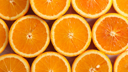 orange slices, top view