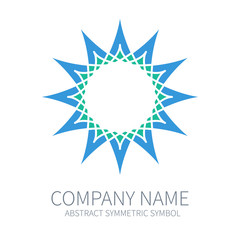 Abstract Symmetry Circle Logo. Harmony Polygon Form. Creative Signs and Symbols. Logotype Template. Green and Blue.