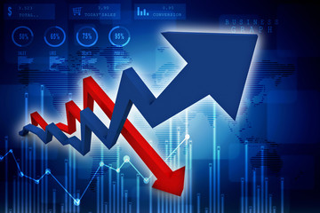 3d illustration inflation and deflation graph

