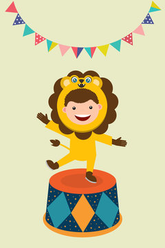  kids in lion costume illustration