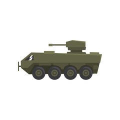 Naklejka premium Armored infantry vehicle, army machine, heavy, special transport vector Illustration on a white background