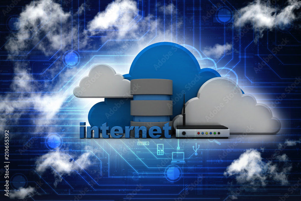 Poster 3d rendering network and internet communication concept