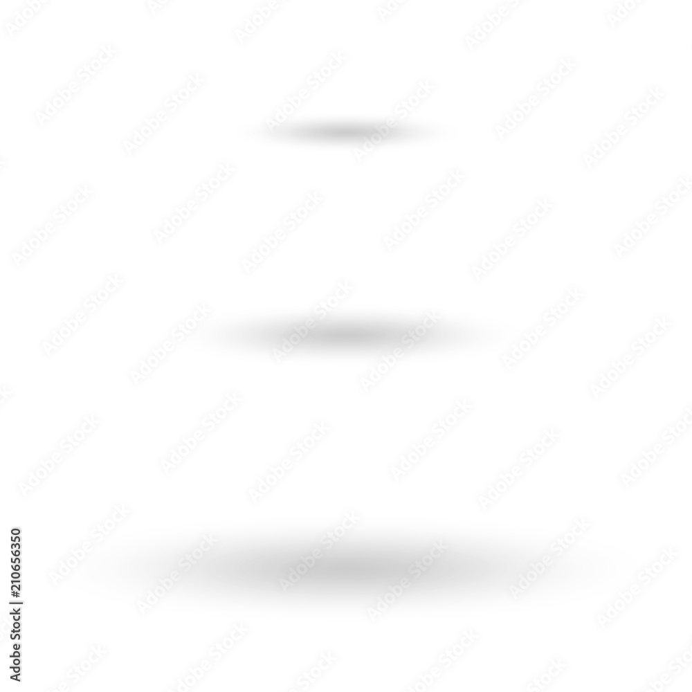 Wall mural oval shadow set. transparent realistic shadows isolated on white background. bottom design element. 