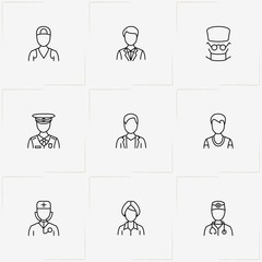 People line icon set with boy with cap , boy and doctor