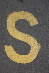 Written Wording in Distressed State Typography Found Letter S