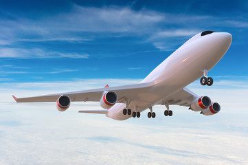 Airplane on blue sky