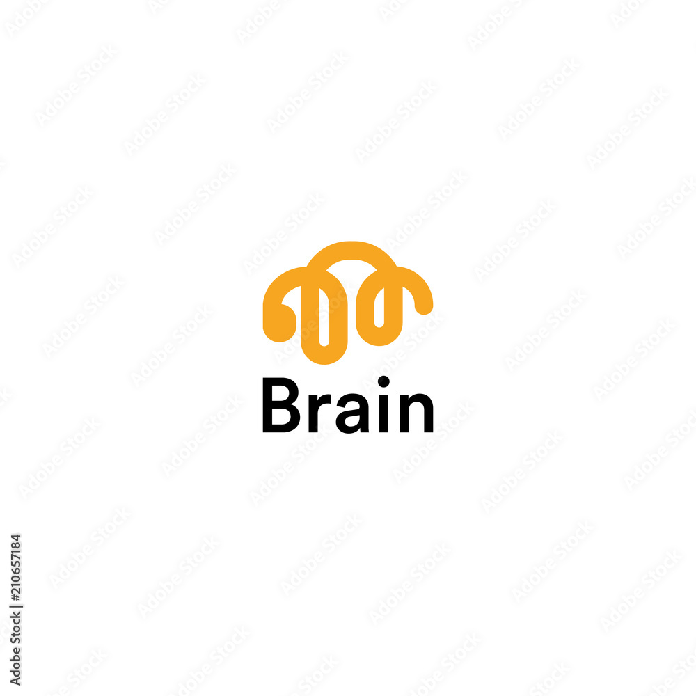 Poster brain linear logo silhouette. vector design template. think idea concept. brainstorm, thinking brain