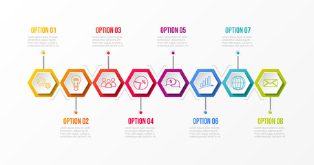 Infographic template with colourful icons. Vector.