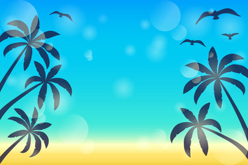 Fototapeta na wymiar Layout of a banner with copyspace and palms for Summer Sale. Vector.