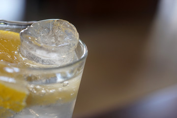 A glass of water with ice cubes