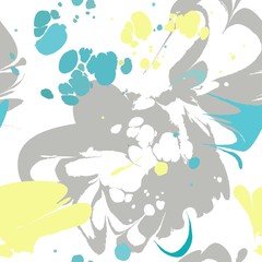 Seamless pattern with colored spots. Ebru art.