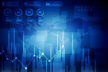 2d rendering Stock market online business concept. business Graph 
