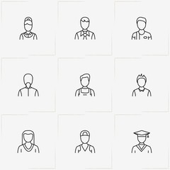 People line icon set with boy with cap , student  and young boy © Orkhan