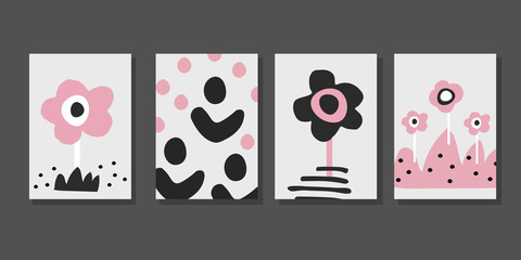 Cute kid drawing set. Hand drawn posters in scandinavian style for children room design, posters or banners,greeting cards. t-shirt prints. Nursery illustrations