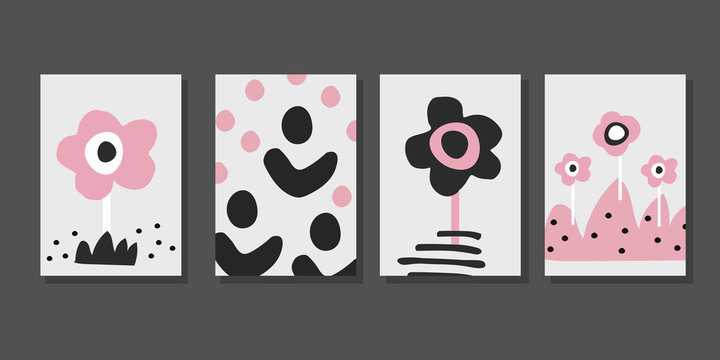 Fototapeta Cute kid drawing set. Hand drawn posters in scandinavian style for children room design, posters or banners,greeting cards. t-shirt prints. Nursery illustrations