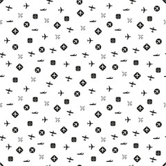 Plane pattern. Seamless airplane background with different types of planes. Vector illustration.