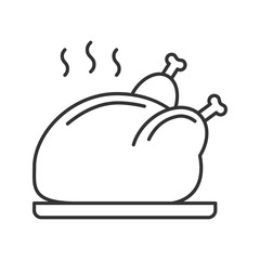 Grilled whole chicken linear icon