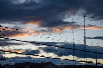 アンテナと夕日