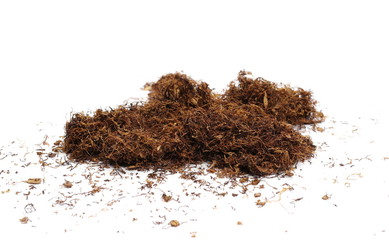 Tobacco pile isolated on white background, side view
