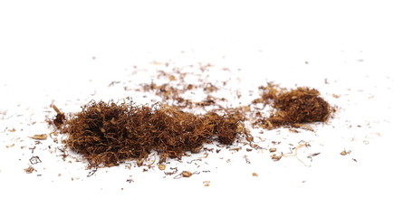 Tobacco pile isolated on white background, side view