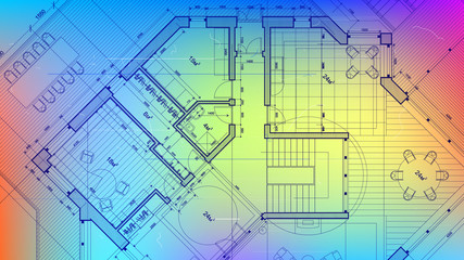 vector architectural plan - abstract architectural blueprint of a modern residential building / technology, industry, business concept illustration: real estate, building, construction & architecture