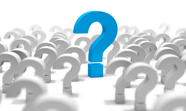 Signo de interrogaci&oacute;n sobre fondo blanco.Concepto de preguntas y dudas.