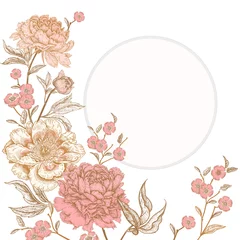Vintage-Grußkarte mit Blumen. © marinavorona