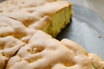 Pieces of sliced delicious apple pie