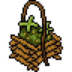 Fototapeta premium vector pixel art basket plant