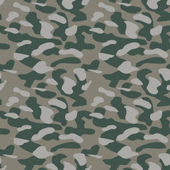 Fototapeta premium Camouflage pattern background seamless vector illustration. Classic military clothing style. Camo repeat texture shirt print. Grey khaki navy olive colors marines texture