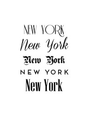 New York City Text Isolated On White For Calligraphy Lettering Vector Print Template