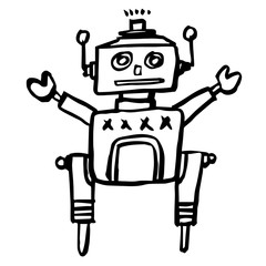 Naklejka premium freehand sketch illustration of retro robot