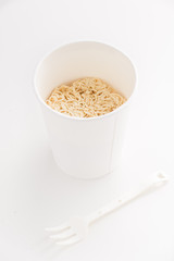 noodle in cup, Instant noodles on isolated white background

