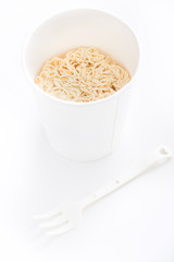 noodle in cup, Instant noodles on isolated white background

