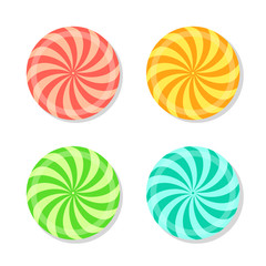 Round swirl candy set. Isolated on white background. Vector illustration.