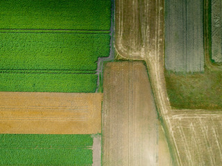 Luftaufnahme von verschiedenen landwirtschaftlichen Feldern