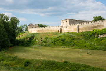 Fototapeta na wymiar Castle and defence wall in Szydlow, Swietokrzyskie, Poland