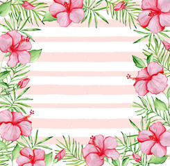 Watercolor tropical floral background