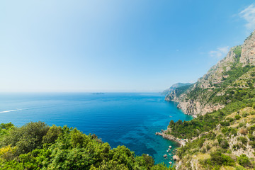 Fototapeta na wymiar Clear sky over world famous Amalfi coast
