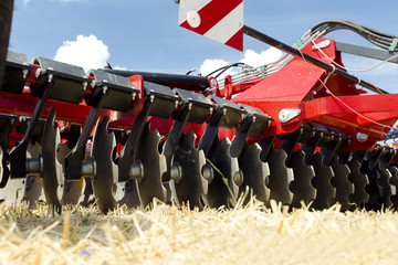 Combine harvester draper head. Agriculture heavy machinery © artursfoto