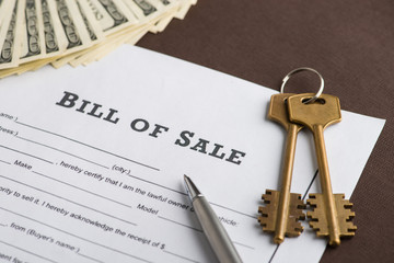 Saving money for house or mortgage loan concept. Bill of Sale, m