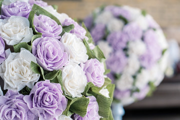 Artificial wedding beautiful bouquet close-up