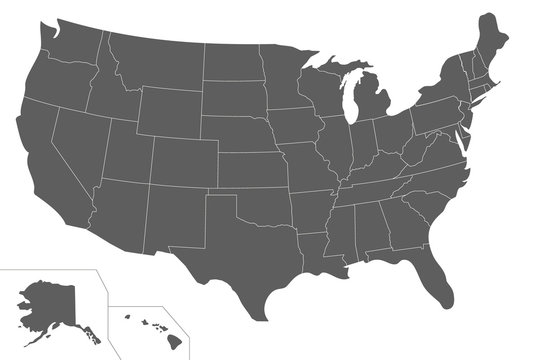 Blank USA Map vector illustration isolated on white background. Editable and clearly labeled layers.