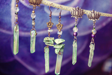 Natural crystal quartz druzy earrings