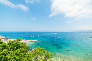 Clear water in world famous Marina Grande in Capri island
