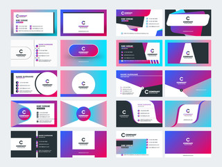 Double sided business card templates. Stationery design vector set. Vector illustration