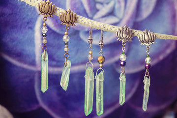 Natural crystal quartz druzy earrings