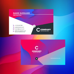 Double-sided horizontal business card template with abstract background. Vivid gradients. Vector mockup illustration. Stationery design