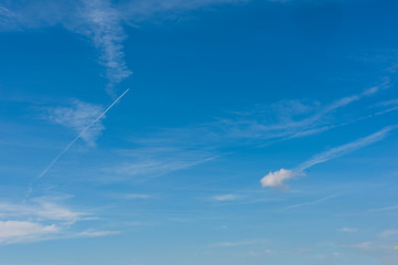 Blue sky and small clouds in spring