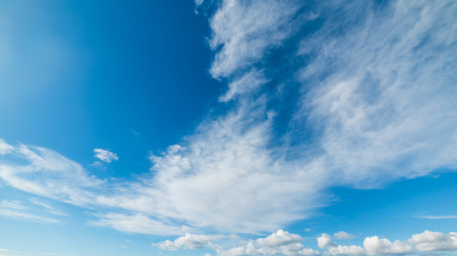 Soft clouds and blue sky in springtime